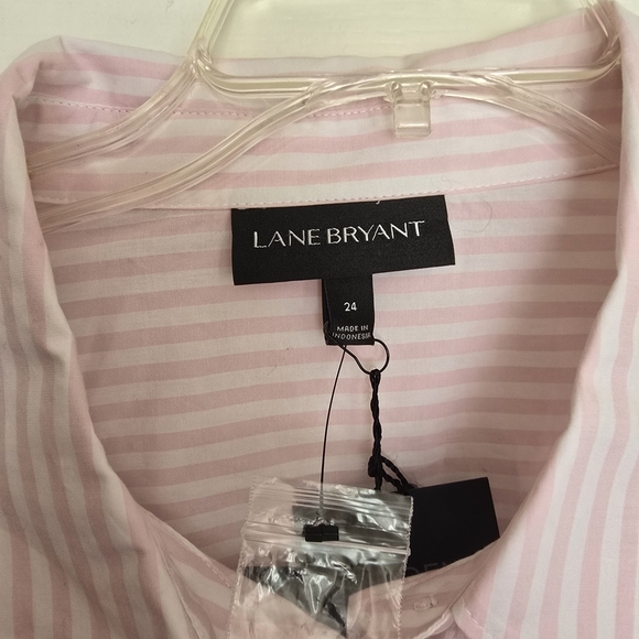 NWT Lane Bryant Pink Striped Long Sleeved Women's Blouse Top - Picture 5 of 5